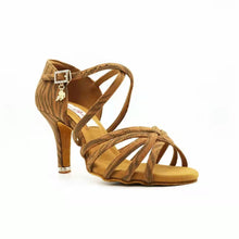 Load image into Gallery viewer, Just BD DANCE Women Latin Shoes BD216 Professional Lady Latin Leather PU Sandal Dance Tan Color High Heel Dancesport