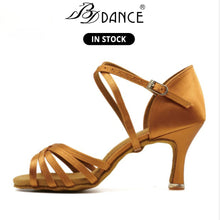 Load image into Gallery viewer, BDDANCE Women Latin  Dance Shoes Lady  Sandal Dance Satin High Heel Soft Sole Dancesport Shoes 216
