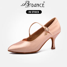 Load image into Gallery viewer, BD DANCE Shoes Women Standard Shoes Professional Ballroom Shoes Satin High Heel Leather Sole Dancesport 138
