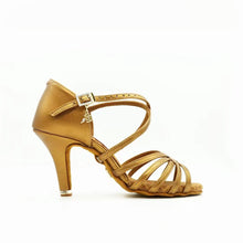 Load image into Gallery viewer, Just BD DANCE Women Latin Shoes BD216  Professional Lady Latin Leather PU Sandal Dance Tan Color  High Heel Dancesport

